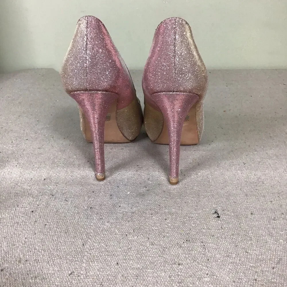 Badgley Mischka Women Shoes SZ. 9 Metallic Peep Toe Stiletto Wedding, night out